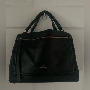 Kate Spade black leather satchel purse with removable strap